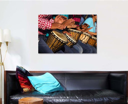 Group People Playing African Drums Djembe Drum Music Premium Multi Canvas Prints, Multi Piece Panel Canvas Luxury Gallery Wall Fine Art Print Single Wrapped Canvas (Ready To Hang) 1 PIECE(32x48)