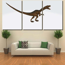 3D Illustration Velociraptor Chases Small Mammal Dinosaur Animals Premium Multi Canvas Prints, Multi Piece Panel Canvas Luxury Gallery Wall Fine Art Print Multi Wrapped Canvas (Ready To Hang) 3PIECE(36 x18)
