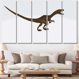 3D Illustration Velociraptor Chases Small Mammal Dinosaur Animals Premium Multi Canvas Prints, Multi Piece Panel Canvas Luxury Gallery Wall Fine Art Print Multi Wrapped Canvas (Ready To Hang) 5PIECE(60x36)