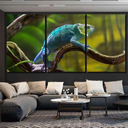 Lizarddragon Chameleon Bluecrested Lizard Indochinese Forest Dragon Animals Premium Multi Canvas Prints, Multi Piece Panel Canvas Luxury Gallery Wall Fine Art Print Multi Wrapped Canvas (Ready To Hang) 3PIECE(54x24)