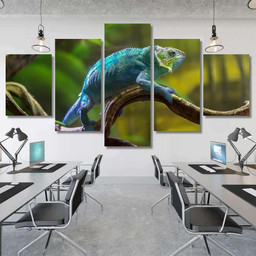 Lizarddragon Chameleon Bluecrested Lizard Indochinese Forest Dragon Animals Premium Multi Canvas Prints, Multi Piece Panel Canvas Luxury Gallery Wall Fine Art Print Multi Wrapped Canvas (Ready To Hang) 5PIECE(Mixed 12)