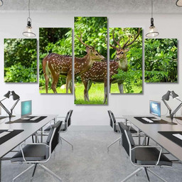 Cheetal Chital Deer Known Spotted Lush Deer Animals Premium Multi Canvas Prints, Multi Piece Panel Canvas Luxury Gallery Wall Fine Art Print Multi Wrapped Canvas (Ready To Hang) 5PIECE(Mixed 12)