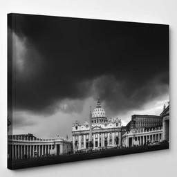 Blue Hour St Peter Basilica Vatican Christian Premium Multi Canvas Prints, Multi Piece Panel Canvas Luxury Gallery Wall Fine Art Print Single Wrapped Canvas (Ready To Hang) 1 PIECE(8x10)