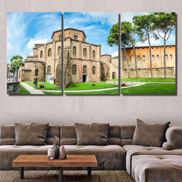 Famous Basilica Di San Vitale One Christian Premium Multi Canvas Prints, Multi Piece Panel Canvas Luxury Gallery Wall Fine Art Print Multi Wrapped Canvas (Ready To Hang) 3PIECE(36 x18)