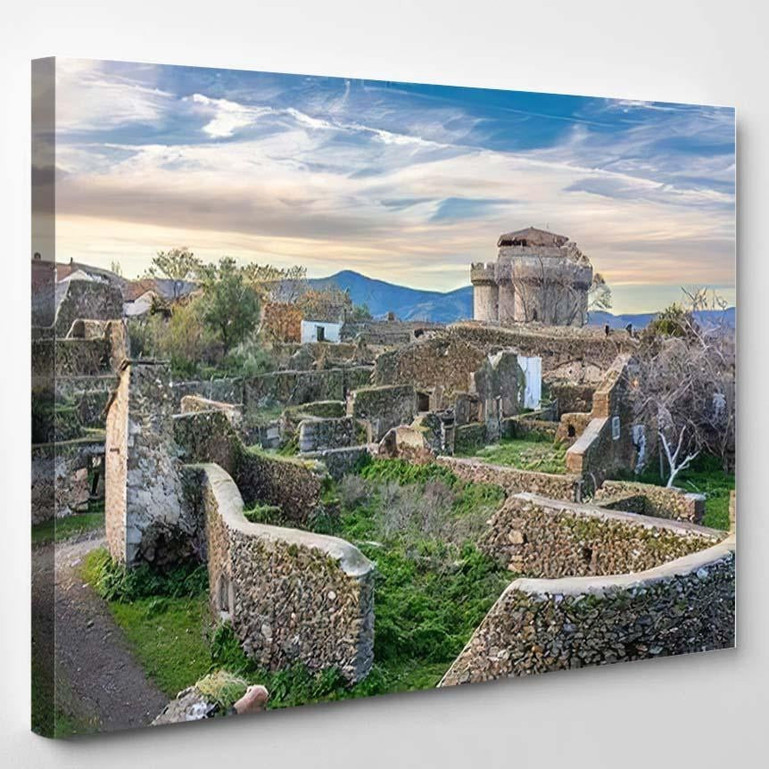 Medieval Age Scenery Amazing Abandoned Granadilla Christian Premium Multi Canvas Prints, Multi Piece Panel Canvas Luxury Gallery Wall Fine Art Print Single Wrapped Canvas (Ready To Hang) 1 PIECE(8x10)