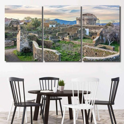 Medieval Age Scenery Amazing Abandoned Granadilla Christian Premium Multi Canvas Prints, Multi Piece Panel Canvas Luxury Gallery Wall Fine Art Print Multi Wrapped Canvas (Ready To Hang) 3PIECE(36 x18)