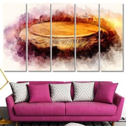 African Djembe Drum Softly Blurred Watercolor Drum Music Premium Multi Canvas Prints, Multi Piece Panel Canvas Luxury Gallery Wall Fine Art Print Multi Wrapped Canvas (Ready To Hang) 5PIECE(60x36)