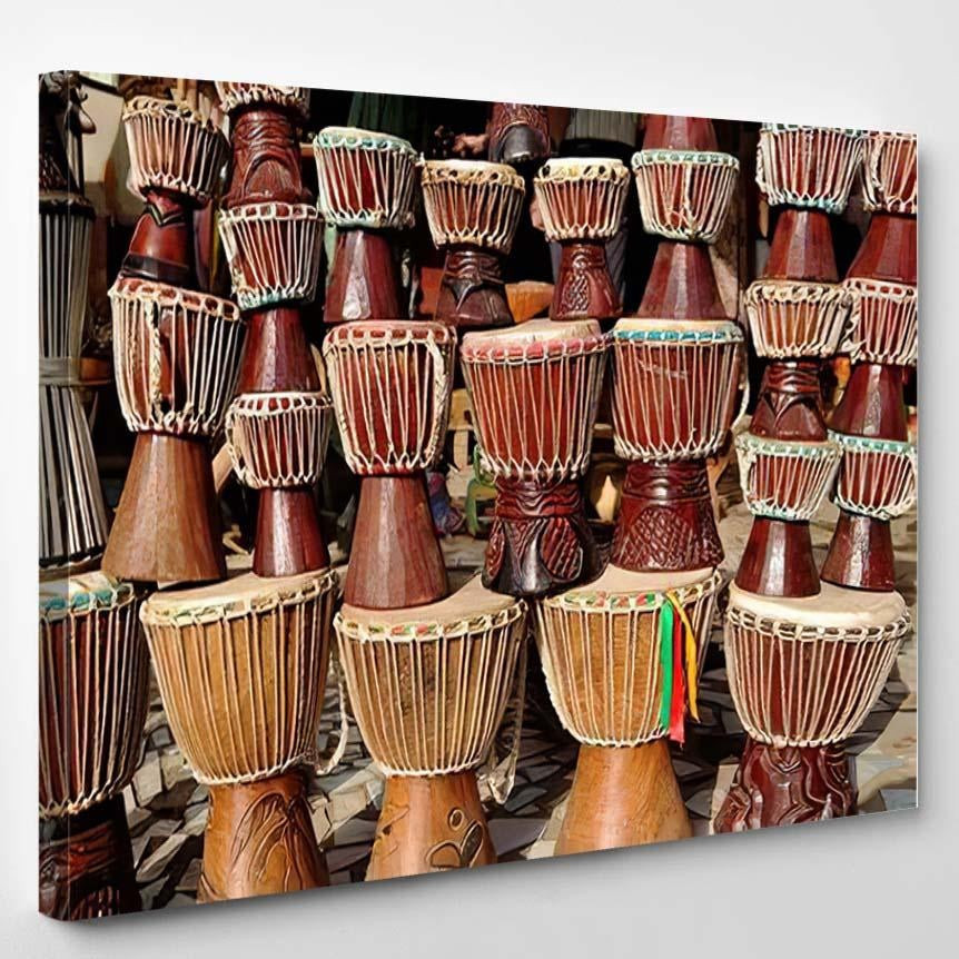 African Drums Djembe Sale Gambia West Drum Music Premium Multi Canvas Prints, Multi Piece Panel Canvas Luxury Gallery Wall Fine Art Print Single Wrapped Canvas (Ready To Hang) 1 PIECE(8x10)