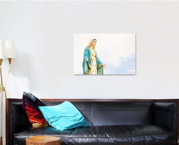 Statues Holy Women On Cloudy Sky Christian Premium Multi Canvas Prints, Multi Piece Panel Canvas Luxury Gallery Wall Fine Art Print Single Wrapped Canvas (Ready To Hang) 1 PIECE(24x36)