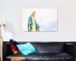 Statues Holy Women On Cloudy Sky Christian Premium Multi Canvas Prints, Multi Piece Panel Canvas Luxury Gallery Wall Fine Art Print Single Wrapped Canvas (Ready To Hang) 1 PIECE(32x48)