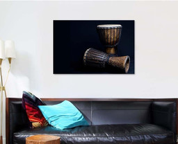 African Djembe Drums On Dark Background Drum Music Premium Multi Canvas Prints, Multi Piece Panel Canvas Luxury Gallery Wall Fine Art Print Single Wrapped Canvas (Ready To Hang) 1 PIECE(32x48)