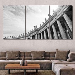 Iew St Peters Basilica Sunny Day Christian Premium Multi Canvas Prints, Multi Piece Panel Canvas Luxury Gallery Wall Fine Art Print Multi Wrapped Canvas (Ready To Hang) 3PIECE(54x24)
