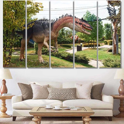 Quality Replicas Dinosaurs Museum Park Outdoors 2 Dinosaur Animals Premium Multi Canvas Prints, Multi Piece Panel Canvas Luxury Gallery Wall Fine Art Print Multi Wrapped Canvas (Ready To Hang) 5PIECE(60x36)