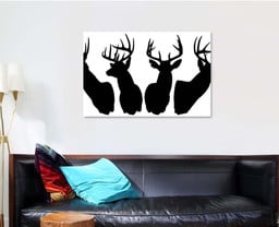 Deer Silhouette Antlers Deer Animals Premium Multi Canvas Prints, Multi Piece Panel Canvas Luxury Gallery Wall Fine Art Print Single Wrapped Canvas (Ready To Hang) 1 PIECE(32x48)