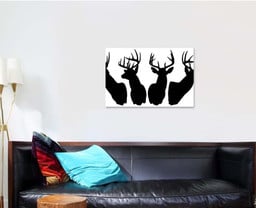 Deer Silhouette Antlers Deer Animals Premium Multi Canvas Prints, Multi Piece Panel Canvas Luxury Gallery Wall Fine Art Print Single Wrapped Canvas (Ready To Hang) 1 PIECE(24x36)