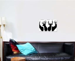 Deer Silhouette Antlers Deer Animals Premium Multi Canvas Prints, Multi Piece Panel Canvas Luxury Gallery Wall Fine Art Print Single Wrapped Canvas (Ready To Hang) 1 PIECE(16x24)