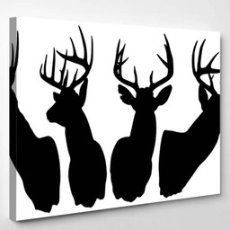 Deer Silhouette Antlers Deer Animals Premium Multi Canvas Prints, Multi Piece Panel Canvas Luxury Gallery Wall Fine Art Print Single Wrapped Canvas (Ready To Hang) 1 PIECE(8x10)