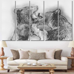 Bear Carnivoran Mammals Animal Drawing Ursidae Bear Animals Luxury Multi Canvas Prints, Multi Piece Panel Canvas Gallery Art Print Print Multi Canvas 5PIECE(60x36)