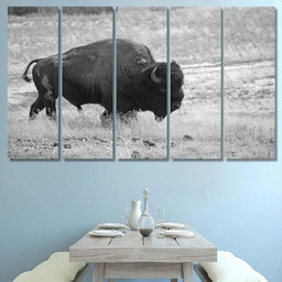 Old Buffalo Bull Black White Bison Animals Luxury Multi Canvas Prints, Multi Piece Panel Canvas Gallery Art Print Print Multi Canvas 5PIECE(60x36)