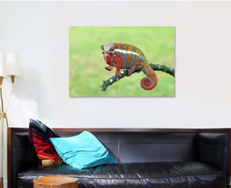 Beautiful Chameleon Panther On Branch Climbing Black Panther Animals Luxury Multi Canvas Prints, Multi Piece Panel Canvas Gallery Art Print Print Single Canvas 1 PIECE (32x48)