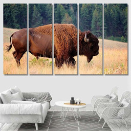 American Bison Buffalo Side Profile Early 1 Bison Animals Luxury Multi Canvas Prints, Multi Piece Panel Canvas Gallery Art Print Print Multi Canvas 5PIECE(60x36)