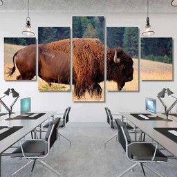 American Bison Buffalo Side Profile Early 1 Bison Animals Luxury Multi Canvas Prints, Multi Piece Panel Canvas Gallery Art Print Print Multi Canvas 5PIECE(Mixed 12)