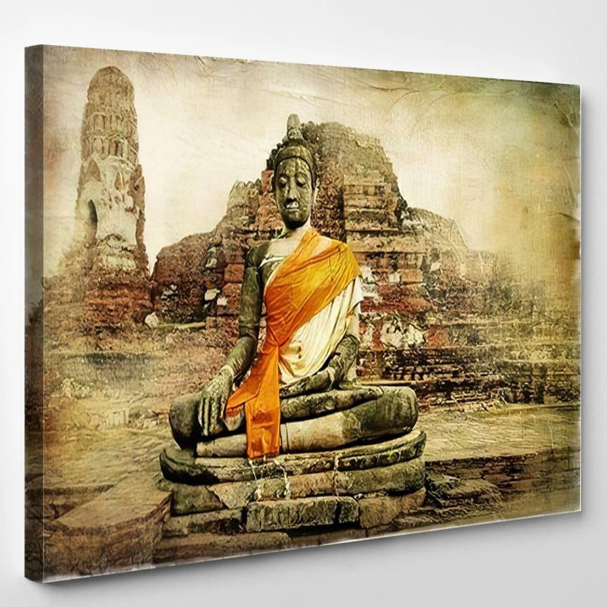 Ancient Cities Thailand Artwork Painting Style Buddha Religion Luxury Multi Canvas Prints, Multi Piece Panel Canvas Gallery Art Print Print Single Canvas 1PIECE(8x10)