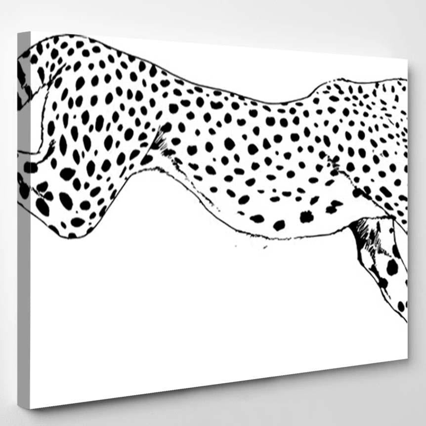 Running Cheetah Drawn Ink By Hand 1 Black Panther Animals Luxury Multi Canvas Prints, Multi Piece Panel Canvas Gallery Art Print Print Single Canvas 1PIECE(8x10)