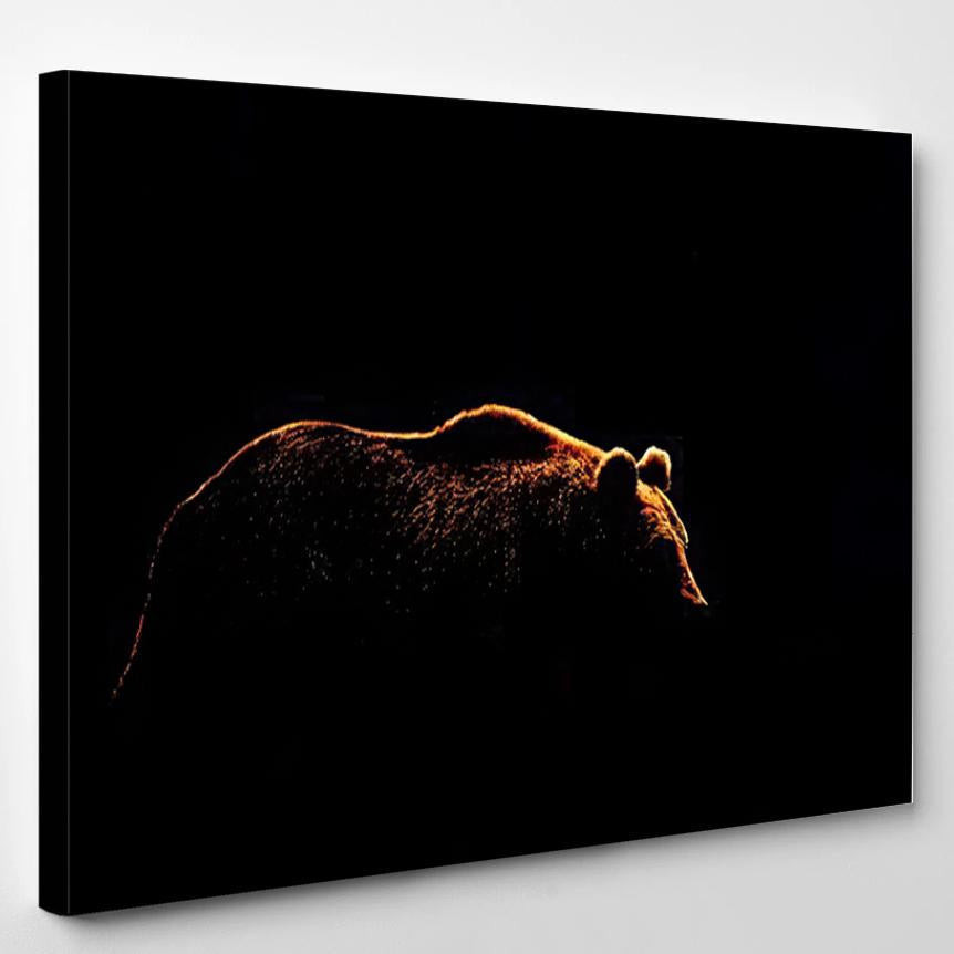 Bear Body Contour Isolated On Black Bear Animals Luxury Multi Canvas Prints, Multi Piece Panel Canvas Gallery Art Print Print Single Canvas 1PIECE(8x10)