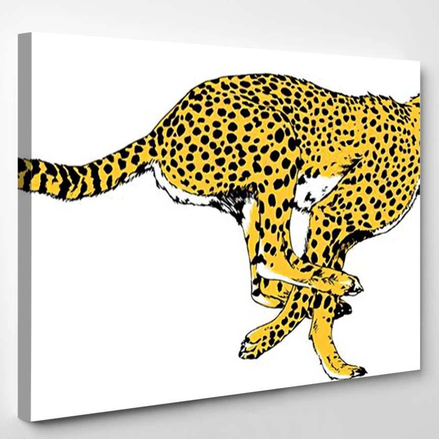 Running Cheetah Drawn Ink By Hand Black Panther Animals Luxury Multi Canvas Prints, Multi Piece Panel Canvas Gallery Art Print Print Single Canvas 1PIECE(8x10)