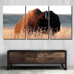 American Bison Prairie Reserve Eastern Montana Bison Animals Luxury Multi Canvas Prints, Multi Piece Panel Canvas Gallery Art Print Print Multi Canvas 3PIECE(54x24)