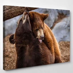 Black Bear Cubs Siblings Playing Bison Animals Luxury Multi Canvas Prints, Multi Piece Panel Canvas Gallery Art Print Print Single Canvas 1PIECE(8x10)