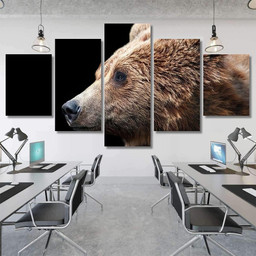 Brown Bear Portrait Isolated On Black Bear Animals Luxury Multi Canvas Prints, Multi Piece Panel Canvas Gallery Art Print Print Multi Canvas 5PIECE(Mixed 12)