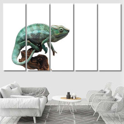 Blue Lizard Panther Chameleon Isolated On 2 Black Panther Animals Luxury Multi Canvas Prints, Multi Piece Panel Canvas Gallery Art Print Print Multi Canvas 5PIECE(60x36)