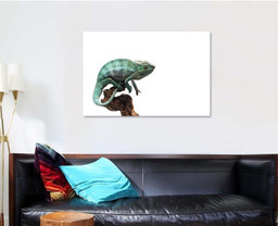 Blue Lizard Panther Chameleon Isolated On 2 Black Panther Animals Luxury Multi Canvas Prints, Multi Piece Panel Canvas Gallery Art Print Print Single Canvas 1 PIECE (32x48)
