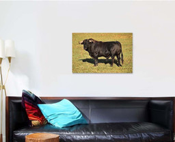 Spanish Bull On Field Big Horns Bison Animals Luxury Multi Canvas Prints, Multi Piece Panel Canvas Gallery Art Print Print Single Canvas 1 PIECE (24x36)