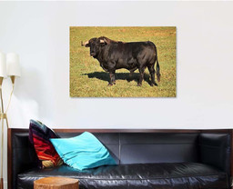 Spanish Bull On Field Big Horns Bison Animals Luxury Multi Canvas Prints, Multi Piece Panel Canvas Gallery Art Print Print Single Canvas 1 PIECE (32x48)