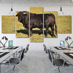 Spanish Bull On Field Big Horns Bison Animals Luxury Multi Canvas Prints, Multi Piece Panel Canvas Gallery Art Print Print Multi Canvas 5PIECE(Mixed 12)