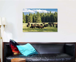 Herd Bison Buffalo Yellowstone National Park Bison Animals Luxury Multi Canvas Prints, Multi Piece Panel Canvas Gallery Art Print Print Single Canvas 1 PIECE (32x48)