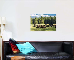 Herd Bison Buffalo Yellowstone National Park Bison Animals Luxury Multi Canvas Prints, Multi Piece Panel Canvas Gallery Art Print Print Single Canvas 1 PIECE (24x36)