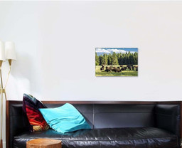 Herd Bison Buffalo Yellowstone National Park Bison Animals Luxury Multi Canvas Prints, Multi Piece Panel Canvas Gallery Art Print Print Single Canvas 1 PIECE (16x24)