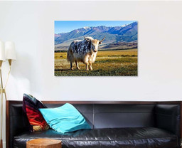 White Black Yak Alpine Mountains Himalayan 1 Bison Animals Luxury Multi Canvas Prints, Multi Piece Panel Canvas Gallery Art Print Print Single Canvas 1 PIECE (32x48)