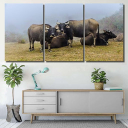 Buffalo 23 Bison Animals Luxury Multi Canvas Prints, Multi Piece Panel Canvas Gallery Art Print Print Multi Canvas 3PIECE(36 x18)