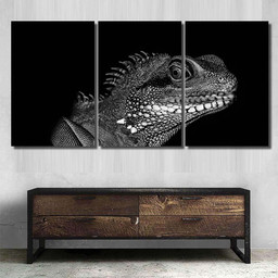 Black White Chameleon Black Panther Animals Luxury Multi Canvas Prints, Multi Piece Panel Canvas Gallery Art Print Print Multi Canvas 3PIECE(36 x18)