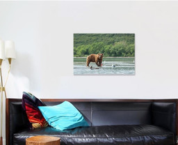 Wild Kamchatkan Brown Bear Eating Salmon Bear Animals Luxury Multi Canvas Prints, Multi Piece Panel Canvas Gallery Art Print Print Single Canvas 1 PIECE (24x36)