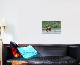 Wild Kamchatkan Brown Bear Eating Salmon Bear Animals Luxury Multi Canvas Prints, Multi Piece Panel Canvas Gallery Art Print Print Single Canvas 1 PIECE (16x24)