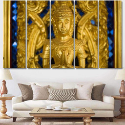 Angel Carvings Church Entrance Ancient Golden Buddha Religion Luxury Multi Canvas Prints, Multi Piece Panel Canvas Gallery Art Print Print Multi Canvas 5PIECE(60x36)