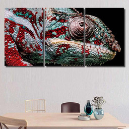 Close Eye Green Red Panther Chameleon Black Panther Animals Luxury Multi Canvas Prints, Multi Piece Panel Canvas Gallery Art Print Print Multi Canvas 3PIECE(36 x18)