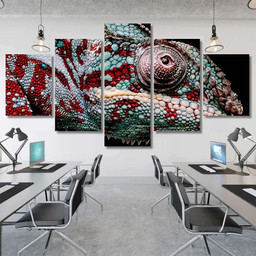 Close Eye Green Red Panther Chameleon Black Panther Animals Luxury Multi Canvas Prints, Multi Piece Panel Canvas Gallery Art Print Print Multi Canvas 5PIECE(Mixed 12)
