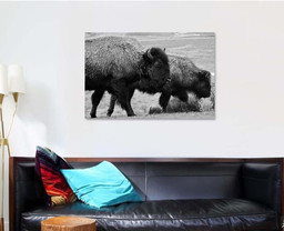 Three Bison Montana Wilderness Black White Bison Animals Luxury Multi Canvas Prints, Multi Piece Panel Canvas Gallery Art Print Print Single Canvas 1 PIECE (32x48)